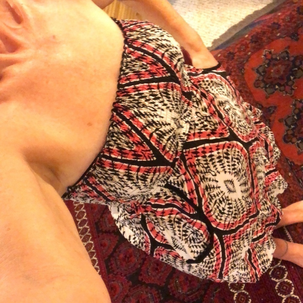 XL strapless Mini Dress from Xhilaration black white, tan & bright coral colors - Picture 3 of 11